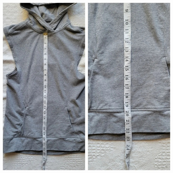 Lululemon Blissed Out Sleeveless Hoodie Heathered Medium Grey - Picture 7 of 9